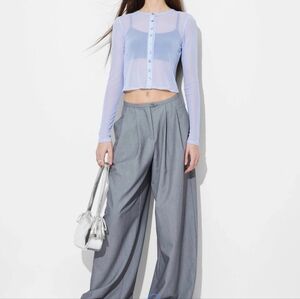 Target Light Blue Sheer Button-Down Top